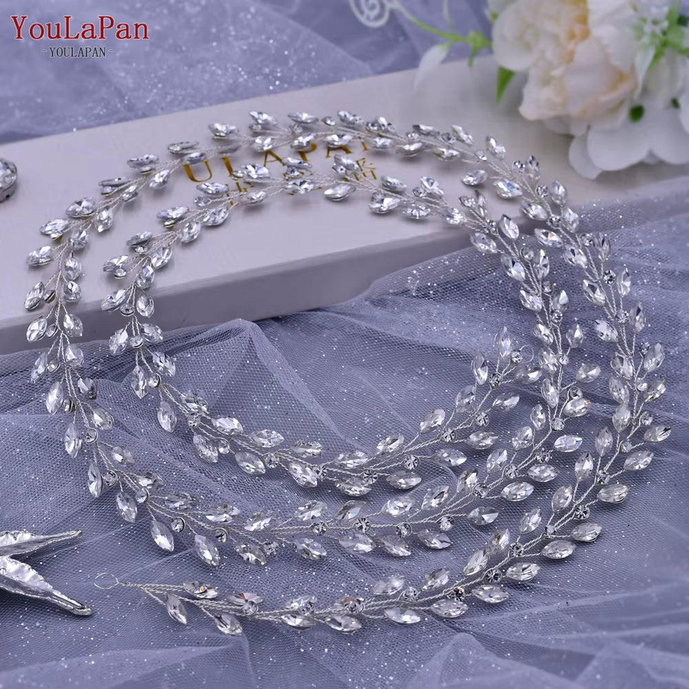 Bohemian Bridal Hair Accessories Crystal Rhinestone Headpiece Bridal Headband Wedding Tiara Hair Jewelry Headwear HP394